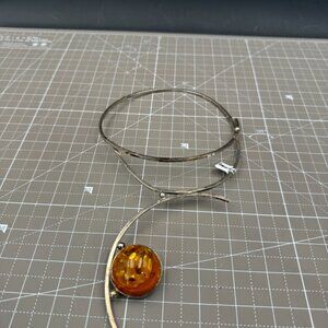 Vintage Modernistic Aaron Rubinstein Avant-Garde Sterling Silver Necklace w/ Lar